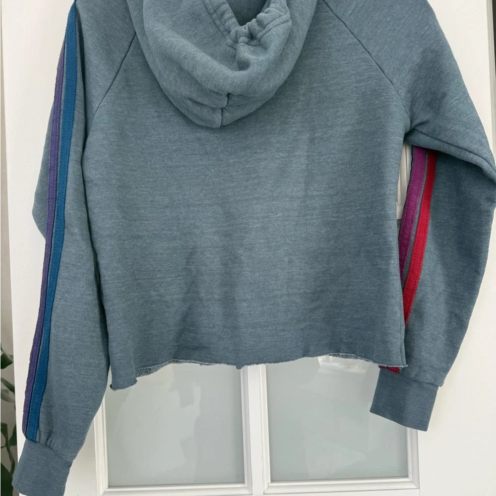 Aviator Nation Gray Hoodie with Multicolor Stripes - Picture 5 of 5